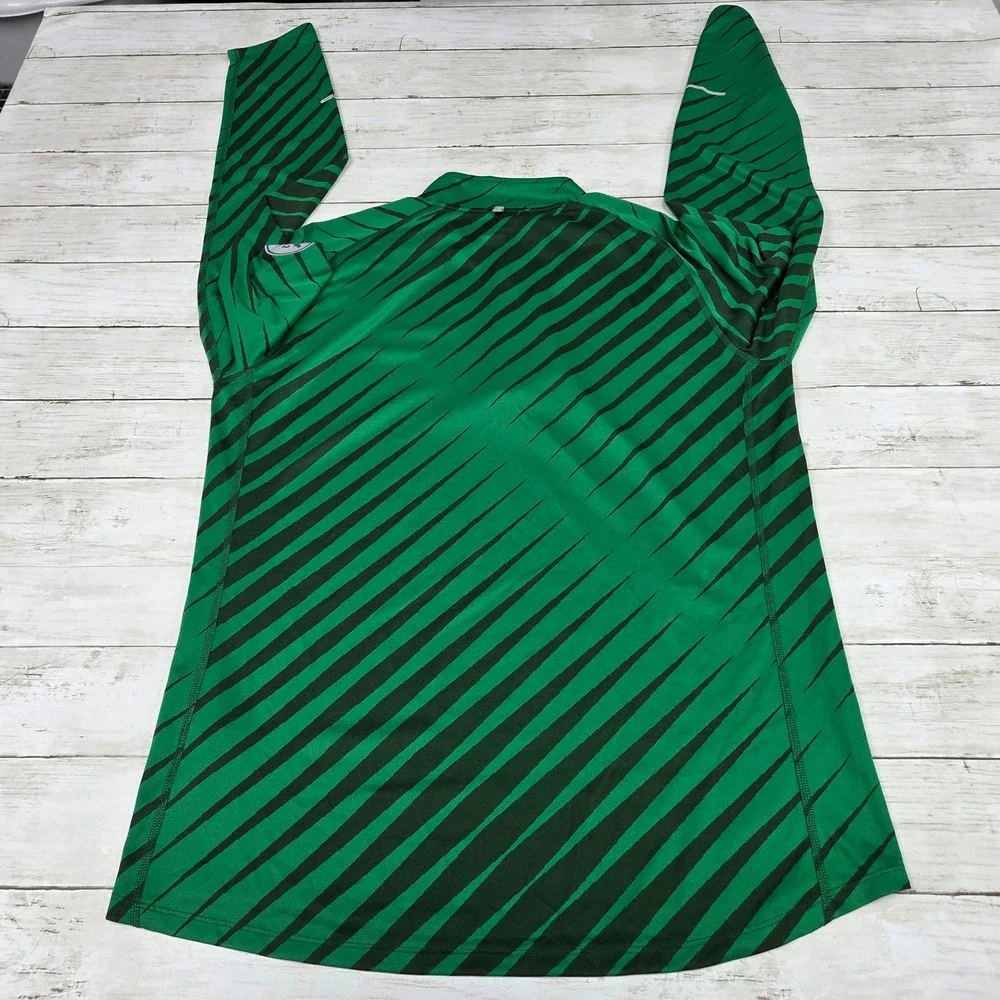 Nike Dri-FIT Running 1/4 Zip Pullover Striped Mens L Green Black 451280-341
